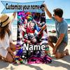 Custom Name Personalized Harley Quinn Joker Print Beach Towel, for Trip Camping Beach Party Home Decor, Birthday Gift for Family & Friends