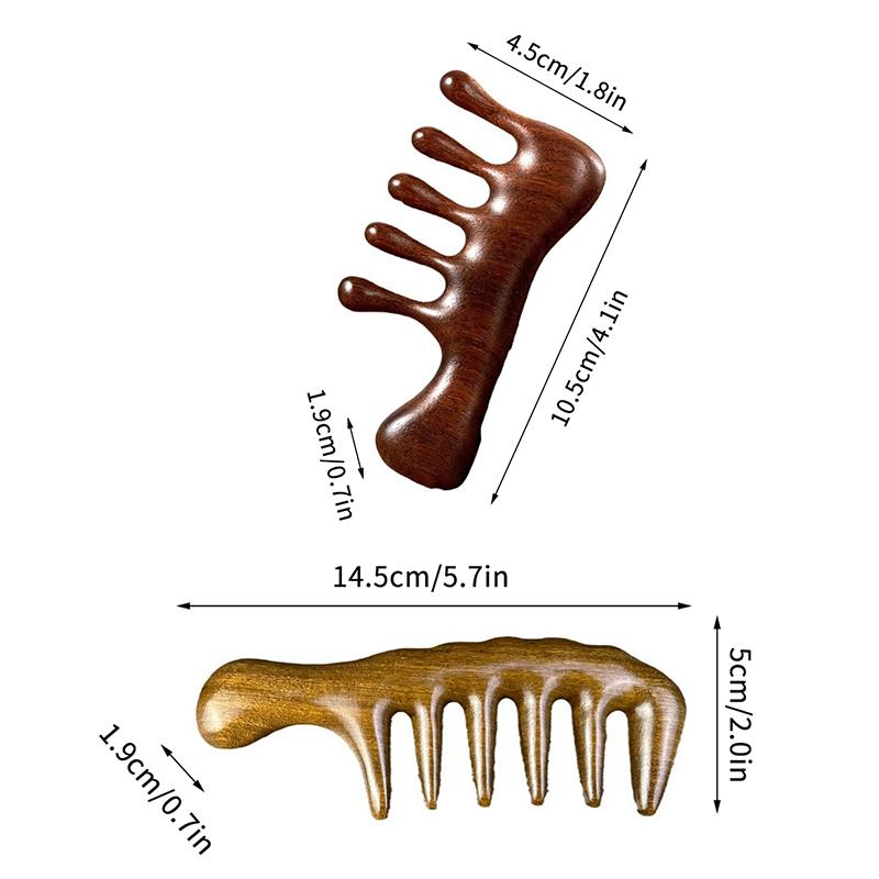 Handmade Natural Sandalwood Wide Tooth Comb Head Scalp Massage No Static Detangling Wooden Hair Combs For Men Women