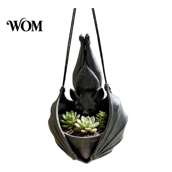 Gothic Flower Pot Bat Shaped Hanging Planter, Plant for Indoor Outdoor Garden Decorative Basin Vines Wall Decor, Unique Wing Flowerpot Succulents And