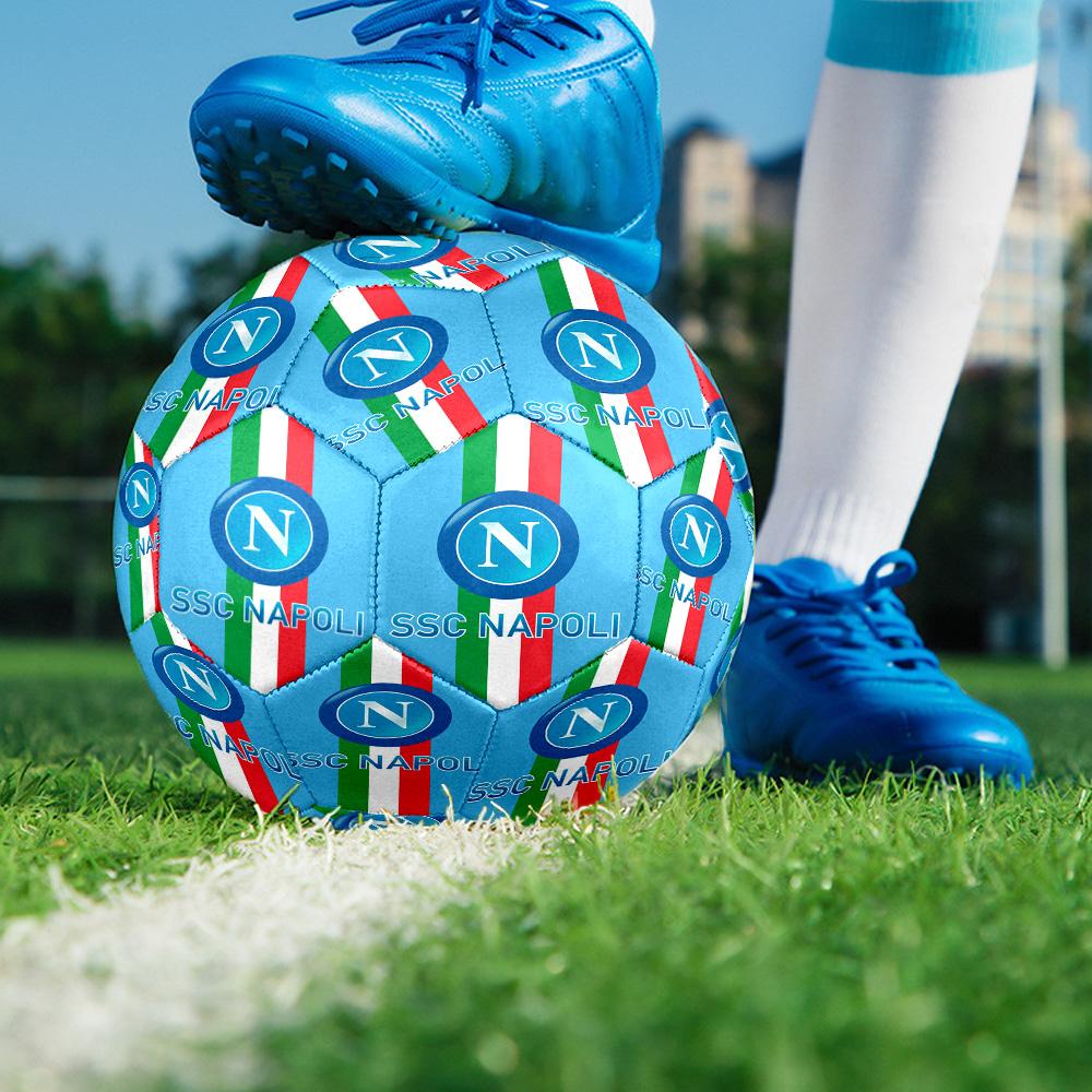 Pallone Calcio a 5 Indoor Napoli FC Taglia 5 Colorato Per Tutte le Età Cucito a Macchina PVC Pronto per la Competizione Resistente Alto Rimbalzo