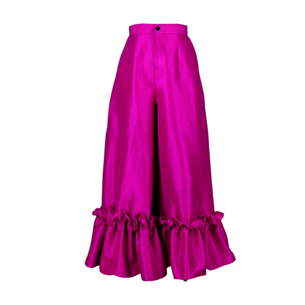 Summer High Waist Loose Ruffle Wide Leg Pants for Women