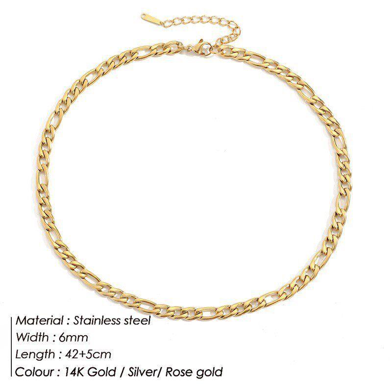 Emanco Ornament Supply Fashion Stainless Steel Accessories Ins Gold Plated Necklace Ladies Clavicle Chain Figaro Necklace