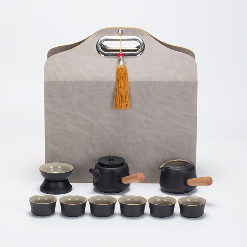 Jiajia Luxury Black Pottery Side Handle Kung Fu Tea Set