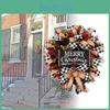Merry Wreath Christmas Door Hanging Red Fruit Garland Simulation Xmas Ornament