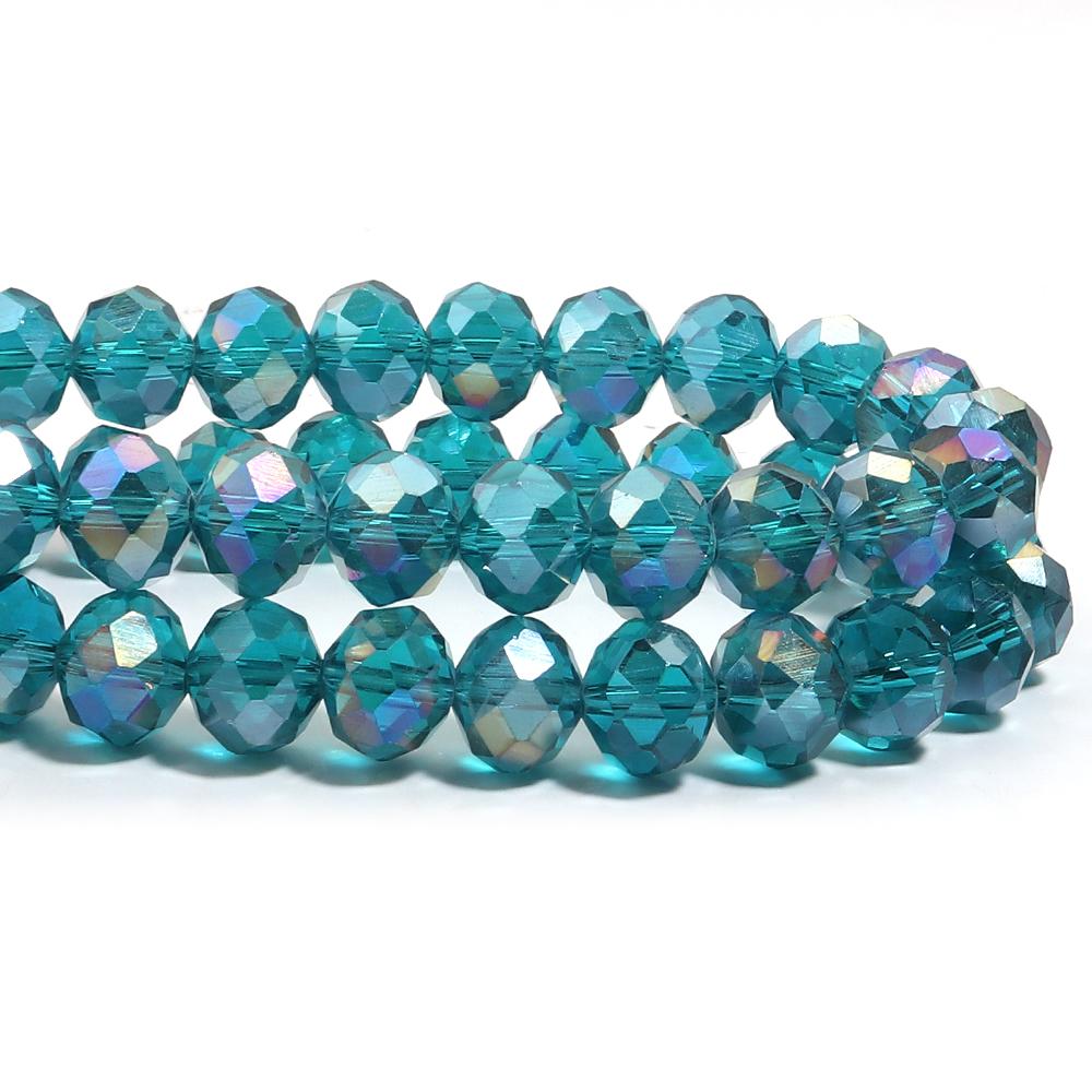 3 4 6 8 10 mm Rondelle Kristal Kralen Pauwblauw Platte Geslepen Glazen Kralen Losse Kralen Voor Sieraden Maken DIY Armbanden Ketting