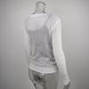Neck Sleevewhite Long Round Women Elegant Striped See Through Outfits Tshirts Tees Skinny Club Tops