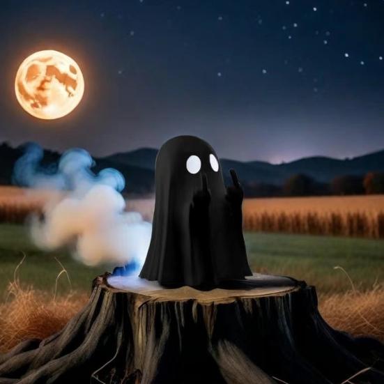 Langefinger Spøkelsesfigur Resin Spøkelsesfigur som gir fingeren Spøkelsesstatue for Skrivebord Skap Hjem Halloween Dekor