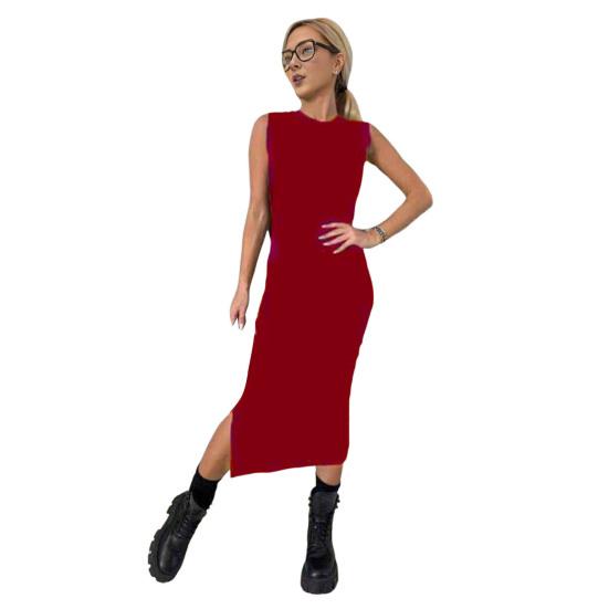 Yousheng 2 Pcs/Set Women Sweatshirt Dress Set Round Neck Long Bat Sleeve Loose Top Slim Fit Slit Hem Midi Dress Casual Commuting Outfit Thick Fall