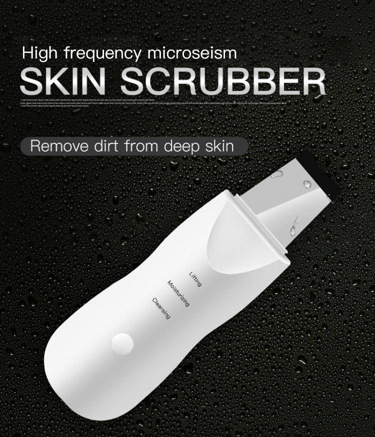 Professional Wireless Ultrasonic Skin Scrubber Machine Deep Cleaning Face Spatula & Sonic Massager Premium Ultra-Sonic Scrubber