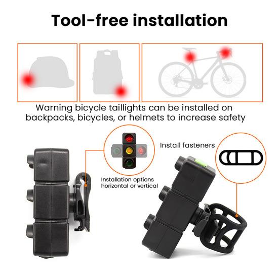 Traffic Light Bicycle Taillight 3 Colors USB Rechargeable Universal MTB Road Mountain Bike Night Riding Warning Strap Rear Lamp Bike Accessories