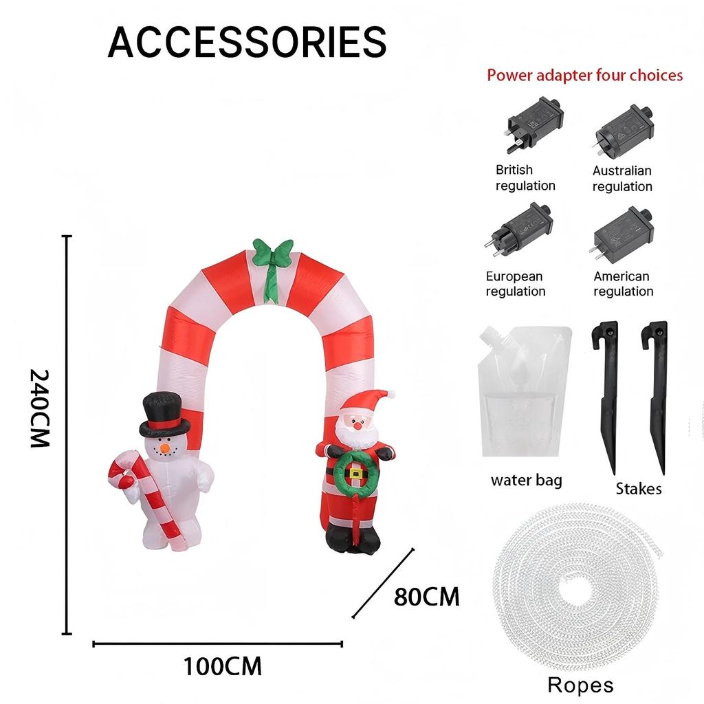 7.87FT Yard Lawn Party Decoration Inflatable Snowman Santa Arch Toy LED Lit Xmas Home Supplies Ornaments Christmas Holiday Gifts