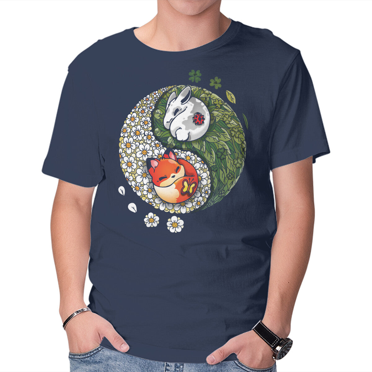 Unisex Crew Neck T-Shirt Yin Yang Spring Graphic Short Sleeve Casual Tee XS