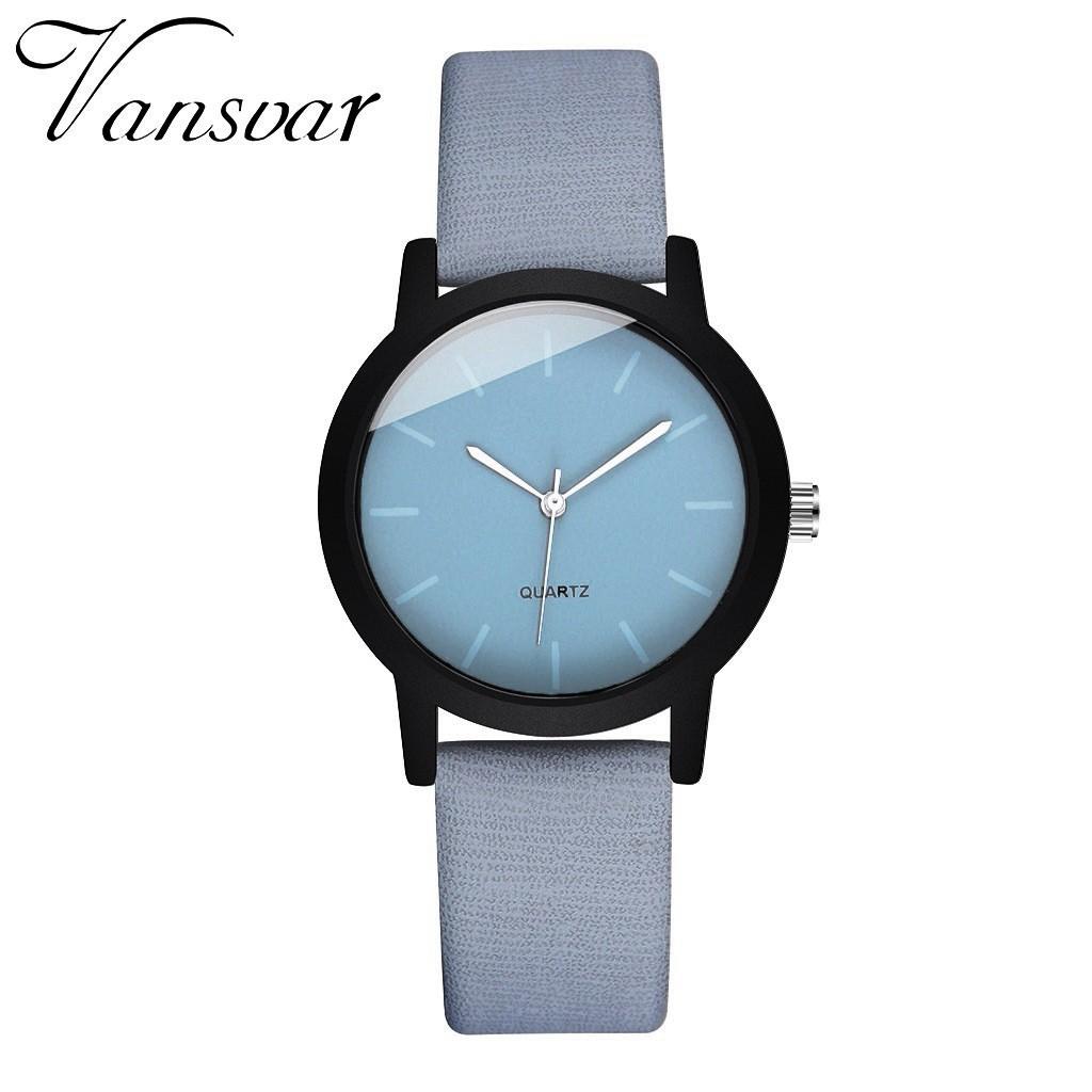 

Модные женские кварцевые часы с геометрическим круглым ремешком синий