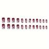 24pcs/set Medium Square Broken Crackle False Nails Purple Gradient Sense Nail Piece Finished Wearing Nail1pc Nail File And 1sheet Adhesive Tabs