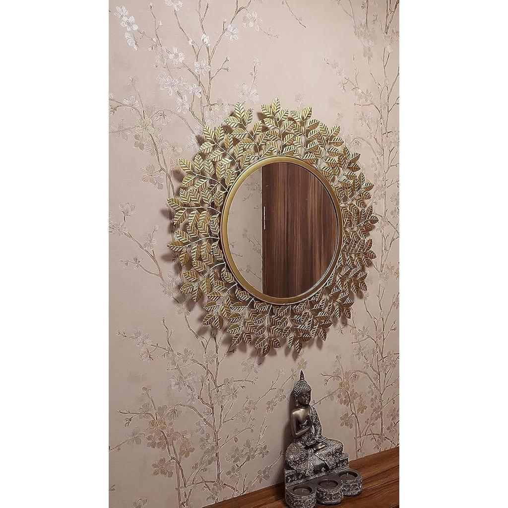 Rust Proof & Weather Proof Wall Mirror - Ideal Mirror for Living Room, Bathroom, Bedroom, Foyer | Entryway, Wash Basin Area - Gold 24 Inches 1 Piece