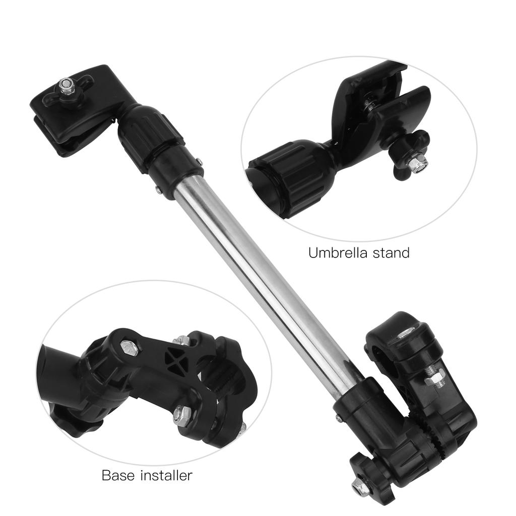 Umbrella Bracket Support Mount Adjustable Sunshade Stainless Steel for Wheelchair Stroller Cycling Bike Umbrella Mount