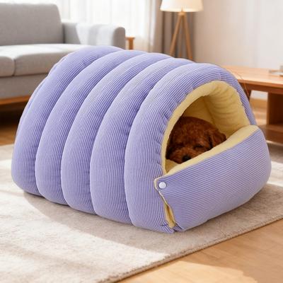 Removable Washable Winter Closed-Off Cat Bed Soft Cotton Cozy Cat Bed Cave Foldable Thick Pet Sleeping House for Cats Small Dogs