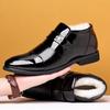Męskie ocieplane aksamitem wełniano-bawełniane lakierowane buty zimowe high-top