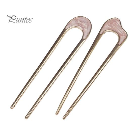 

2 шт. вилка для волос французские прически U-образная заколка для волос прочная ракушка палочка для волос универсальный аксессуар для волос розовый