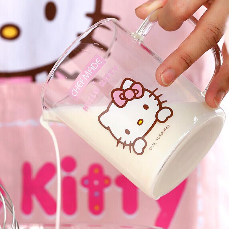 Термостойкий стеклянный мерный стакан Hello Kitty 350 мл