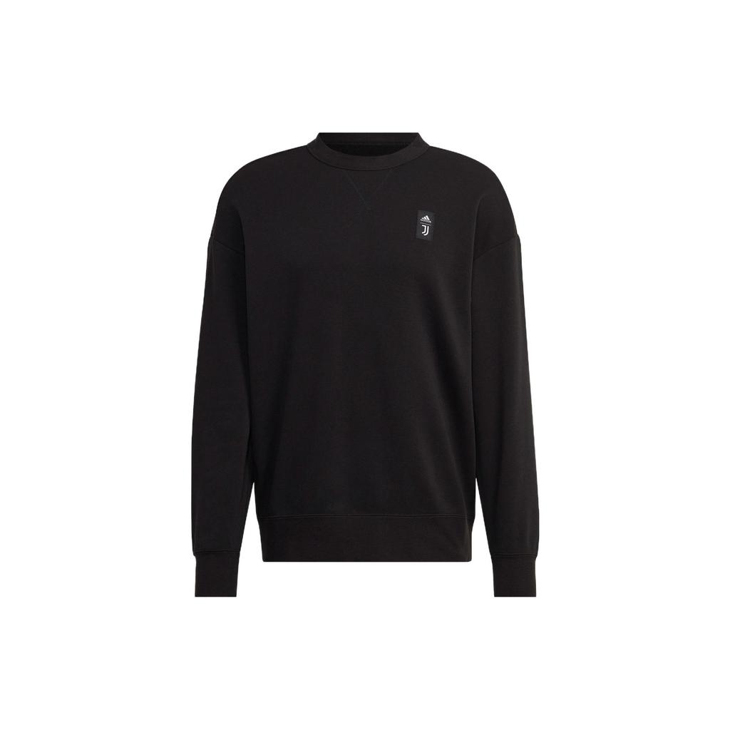 Adidas Juventus Graphic Print Loose Fit Crew Neck Football Sweatshirt Men Tops Black HD8866