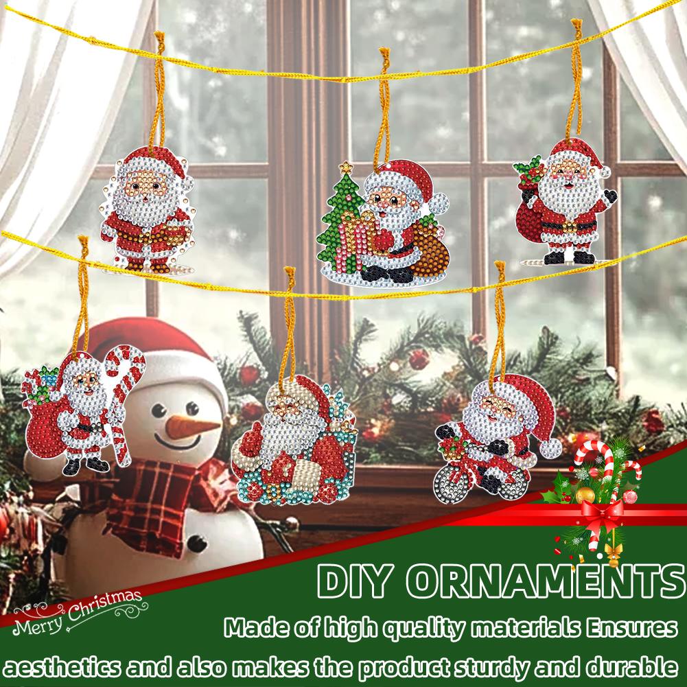 Xmas Theme 2D/Flat DIY Hanging Diamond Art Kits Diamond Painting Set Crystal Christmas Tree Pendant DIY Home Decor Hanging Charm