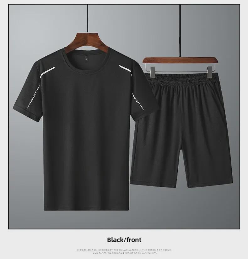 Men's Quick-Dry Ice Silk Round Neck Running Suit: 3-Piece Summer 2024 Bestseller