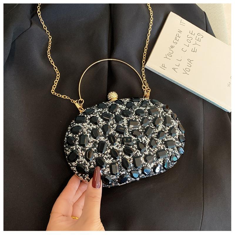 New diamond-encrusted dinner bag Fashion banquet women's clutch bag Dress small bag Full diamond shoulder messenger bag