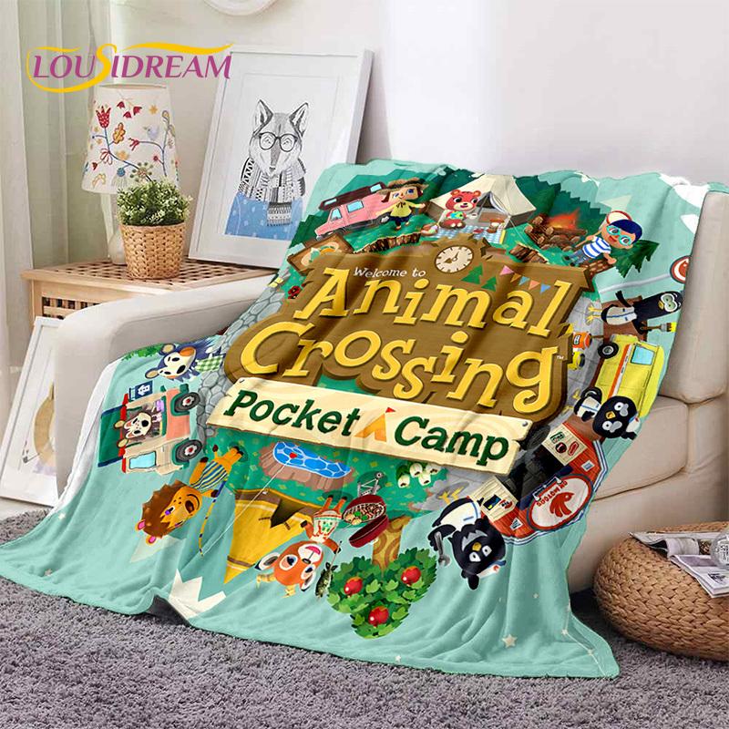 Cute Animal Crossing New Horizons Cartoon Soft Blankets,Throw Blanket Comfortable Blanket for Picnic Beds Sofa Home Bedroom Kids