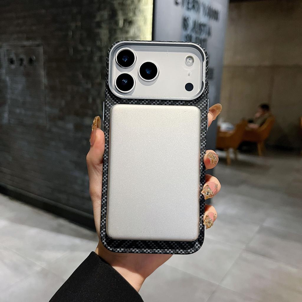 Kevlar Aramid Fiber Magnetic Case For iPhone 17 Pro Max / 17 Pro Shadow Carbon Fiber Wireless Charging Phone Cover