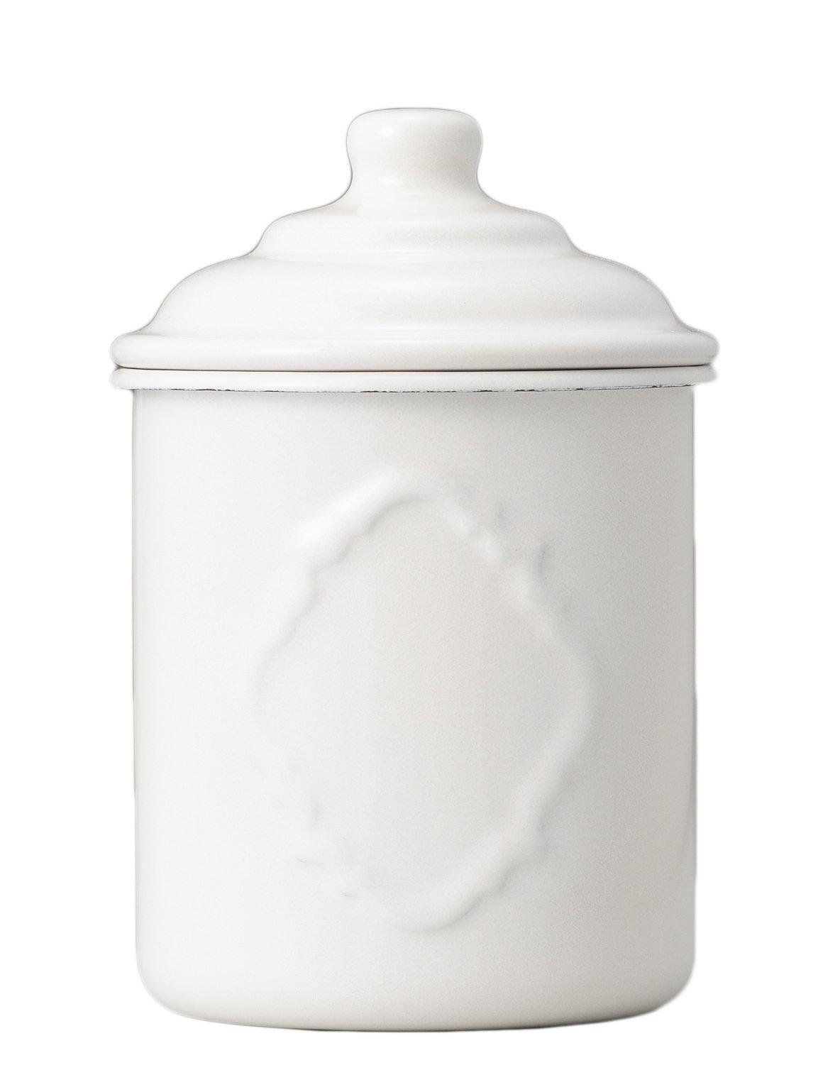 

Enamel blanc embossed canister M