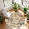 Bohemian Floral Round Rug Ethnic Style Botanical Pattern Carpet Soft Non-Slip Circle Floor Decor Mat for Living Room Bedroom