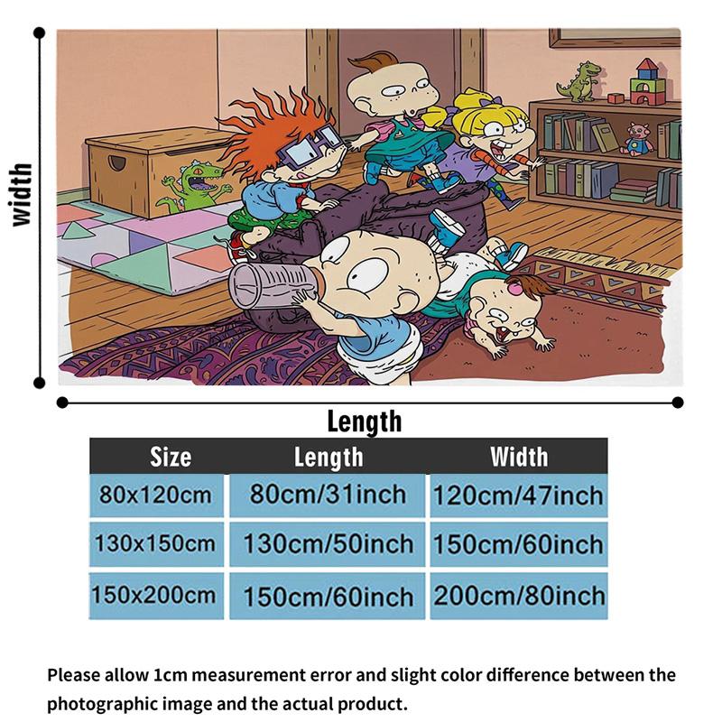 Rugrats Cartoon Print Flannel Blanket High Quality Warm Comfortable Cover for All Seasons Perfect for Gifts Home Decor