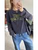 Korean Style Color Block Two-Piece Look Round Neck Long Sleeve T-Shirt for Women - Slimming, Loose Fit, Age-Reducing Spring Base Layer