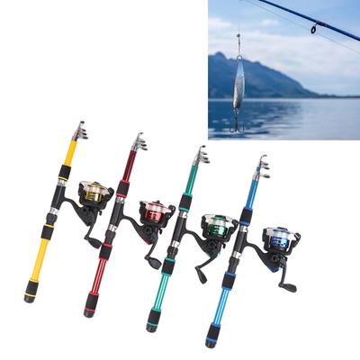 1.8M Telescopic Fishing Rod Spinning Fishing Reel Set Portable Seaing Pole Throwing Rod Remote Fiberglass Gear