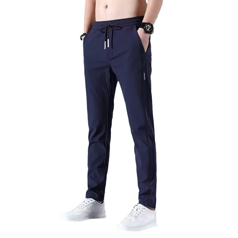 Summer Mens Lightweight Breathable Trousers With Elastic Waist For Casual Wear