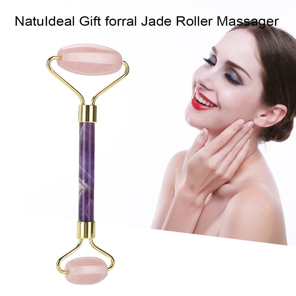 Natural Jade Roller for Face Eye Massage Anti Aging Wrinkle Massager Rose Crystal Amethyst