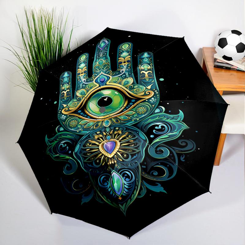 Mystery Hand of Fatima Umbrella Automatic Open/close, Sturdy Iron Frame & 8-Rib Struct, Umbrella for Women & Men, Christmas Gift