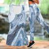 Marble Veining Printed Yoga Outfit for Women Fashion Workout Leggings Fitness Sports Casual Yoga Set Sports Suit