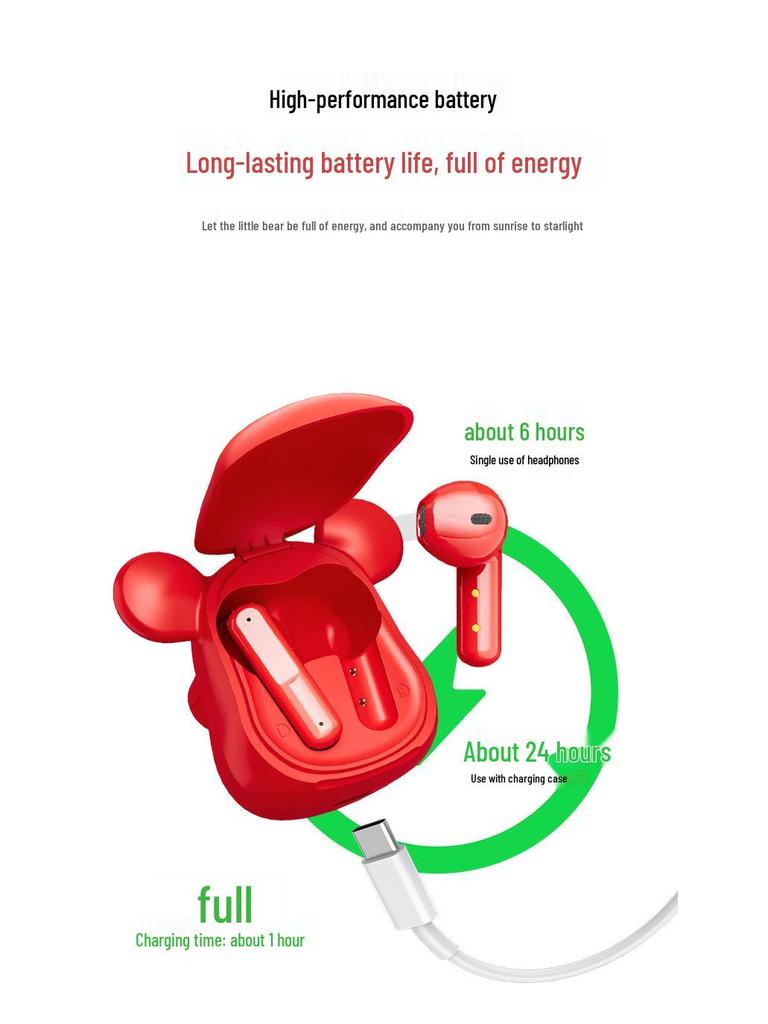 2025 Violent Bear Bluetooth Earphones: Wireless, Mini, High Quality, Long Battery Life, T58 Gift Ornament