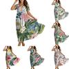 Frauen Casual Lose Bohemian Blumenkleid Kurzarm Lange Maxi Sommer Strand Swing Kleid