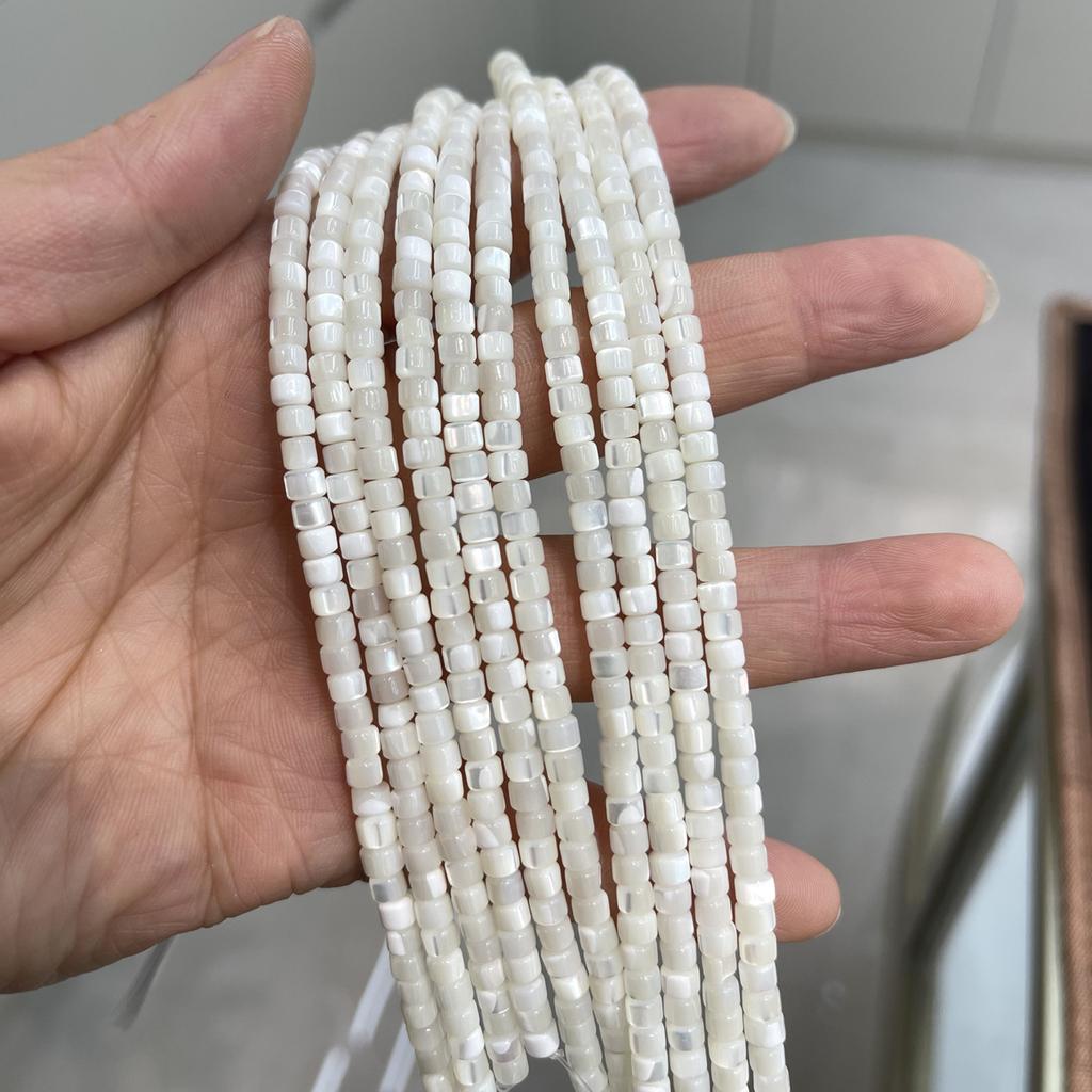1String, White Natural Freshwater Shell Beads, 3×4mm, Horseshoe-shaped Round Shell Beads for DIY Jewelry Making 18cm