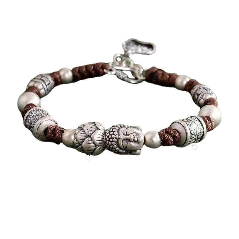 Handmade Double-Sided Buddha Bracelet: Versatile Retro Ethnic Style for Men & Women