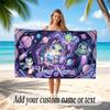 Cat Theme Soft Beach Towel Personalized Custom Name Text Towel Portable for Beach Pool Travel
