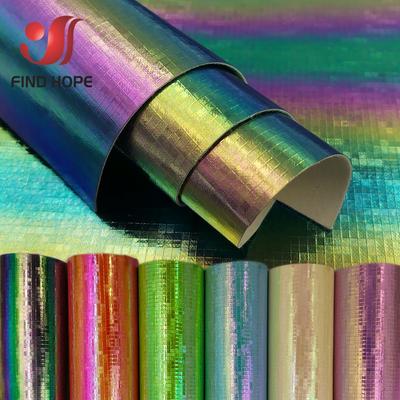 A5 A4 Laser Hologram Iridescent PU Faux Leather Sewing Fabric MOSAIC Hightlight Gradient Handmade Bow Shoes Craft DIY Material