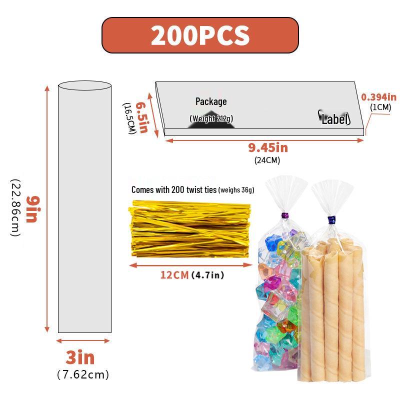 Bolsa de Embalaje Transparente con Cordón para Galletas, Pan, Dulces y Productos Horneados
