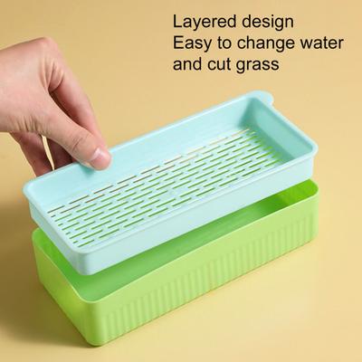 Cat Grass Planter with Detachable Bottom Double Layer Contrast Color Non-slip Base Easy To Clean Plastic Pet Cat Sprout Dish Growing Pot