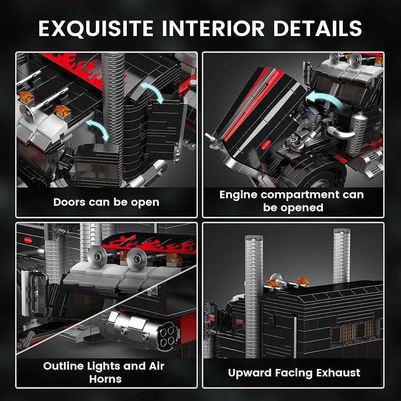Mold King 10037 Technik technology americký nákladní vůz černé modelové stavebnice sada, kreativní věda a technika nákladní vůz stavebnice sada auto