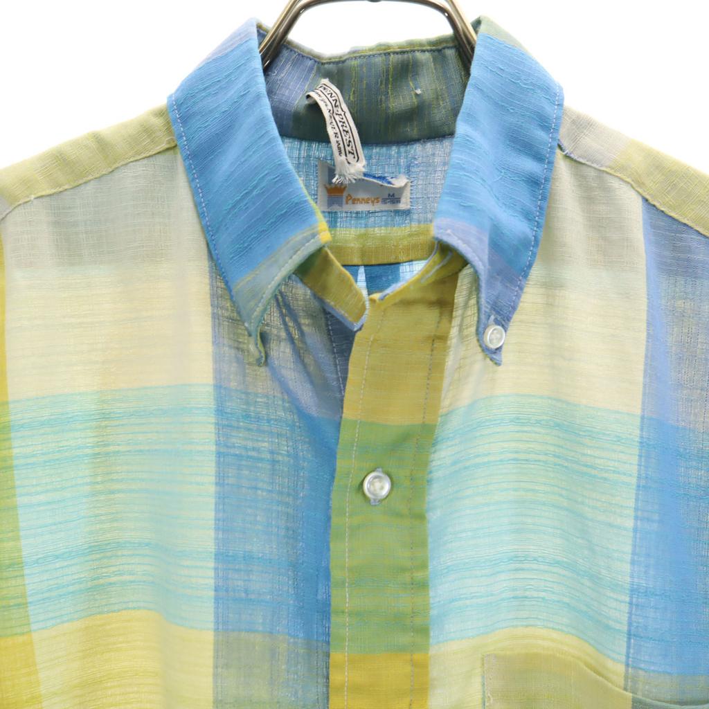 TOWNCRAFT 70s Vintage Check Pattern Short Sleeve Button Down Shirt Men's Used