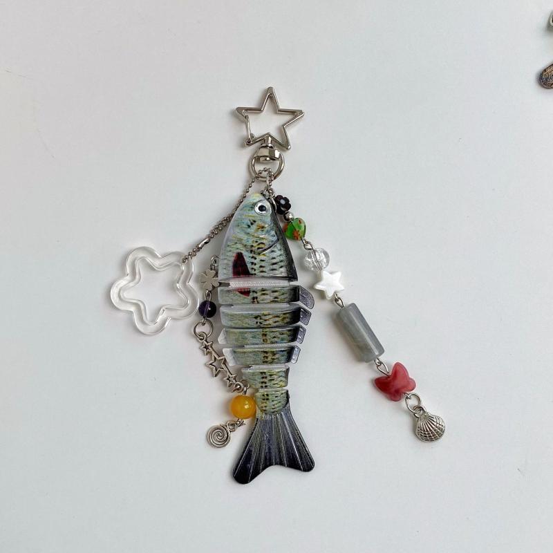 Handmade Fish Keychain Bag Charm Pendant Decoration For Fishing Enthusiasts Souvenir Gifts Jewelry Accessories